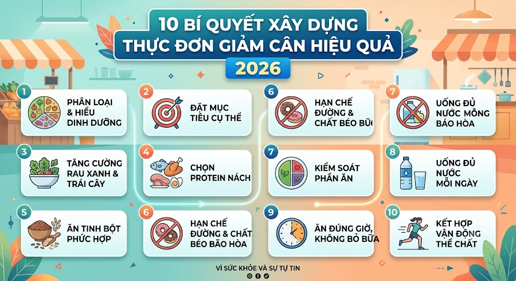 10 Bí Quyết Xây Dựng Thực Đơn Giảm Cân Hiệu Quả 2026